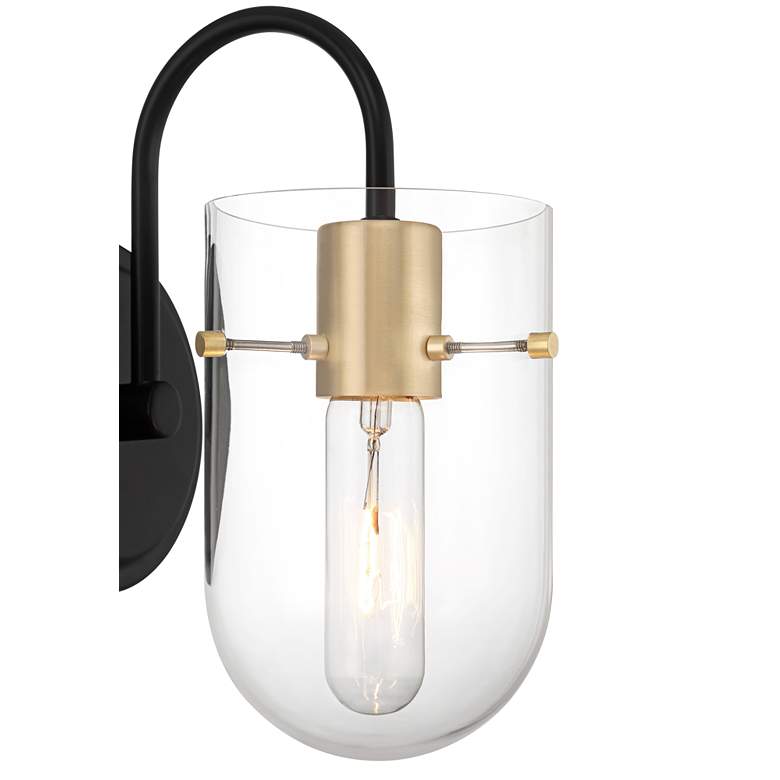 Image 4 Possini Euro Solomon 9 1/2" High Brass and Black Wall Sconce more views