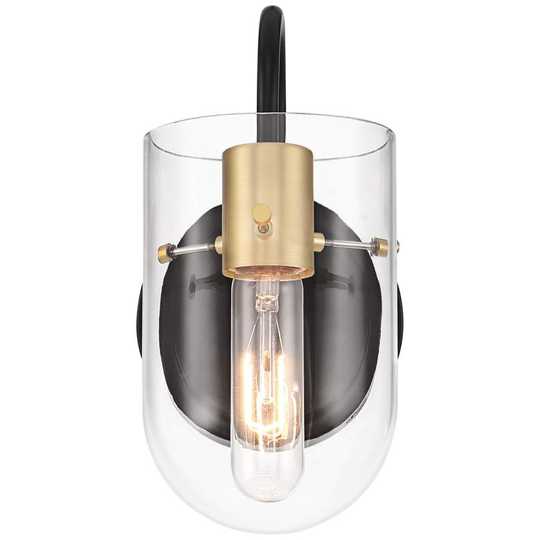 Image 5 Possini Euro Solomon 9 1/2" High Brass and Black Wall Sconce more views