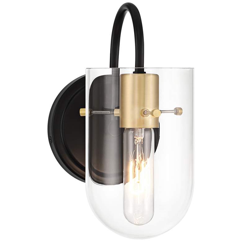 Image 6 Possini Euro Solomon 9 1/2" High Brass and Black Wall Sconce more views