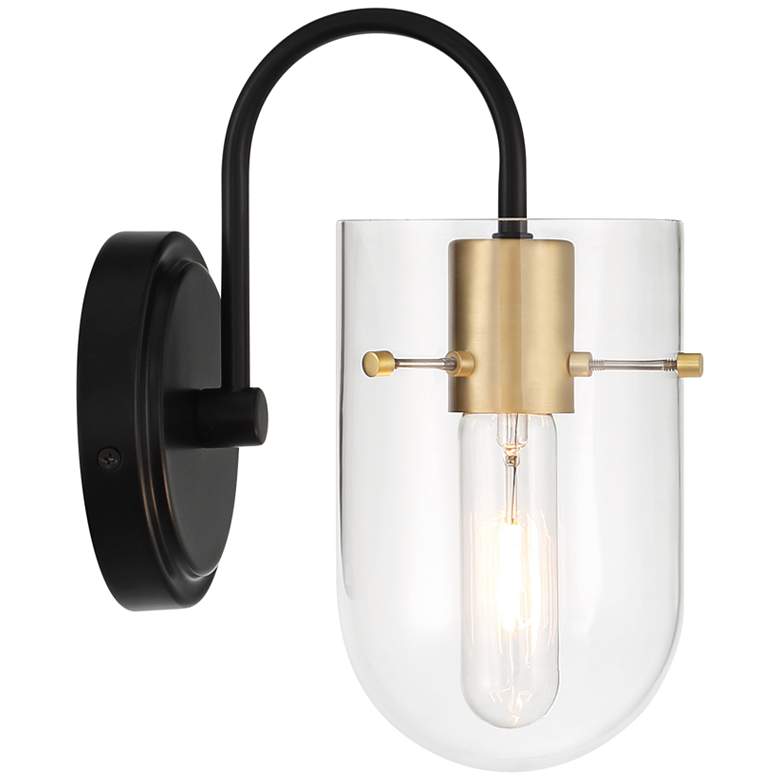 Image 7 Possini Euro Solomon 9 1/2" High Brass and Black Wall Sconce more views