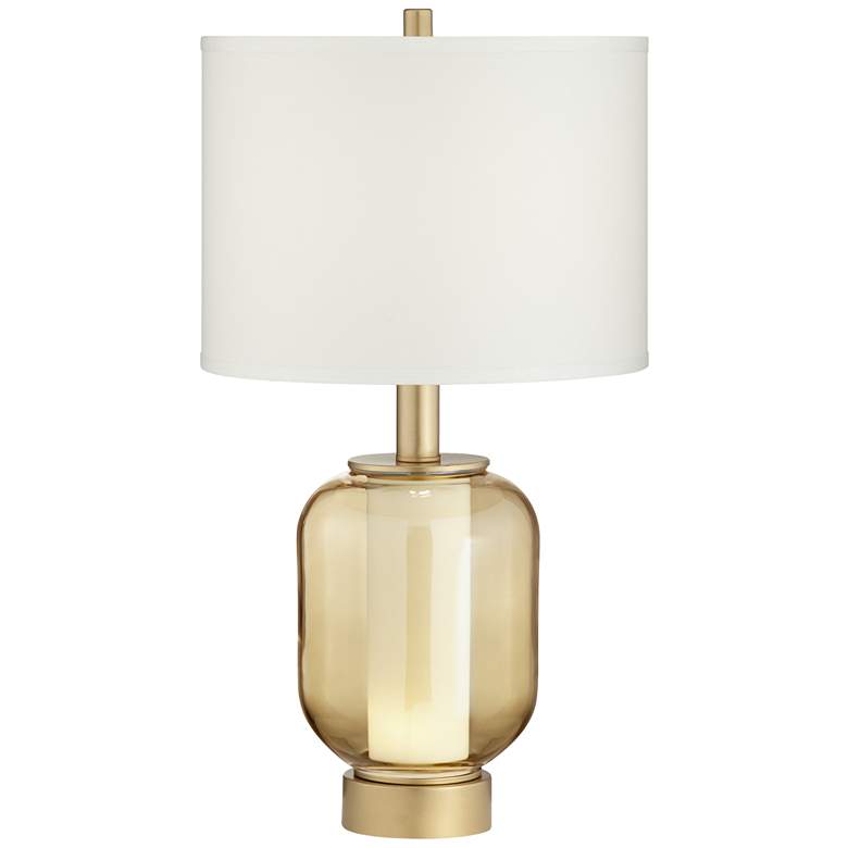 Image 3 Possini Euro Sophia 28" Champagne Glass Night Light Table Lamp
