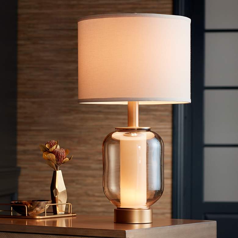 Image 4 Possini Euro Sophia 28" Champagne Glass Night Light Table Lamp more views