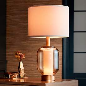 Image3 of Possini Euro Sophia Champagne Glass Night Light Table Lamps Set of 2 more views