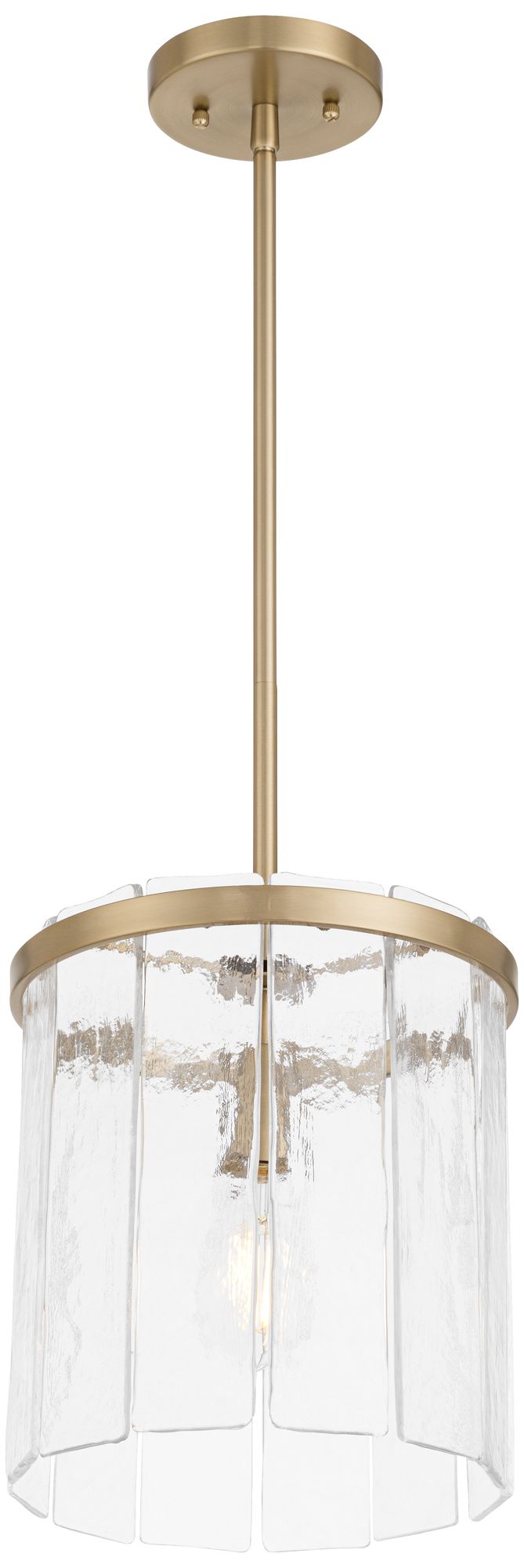 Possini Euro Soresi 10"W Satin Brass and Piastra Glass Mini Pendant in scene