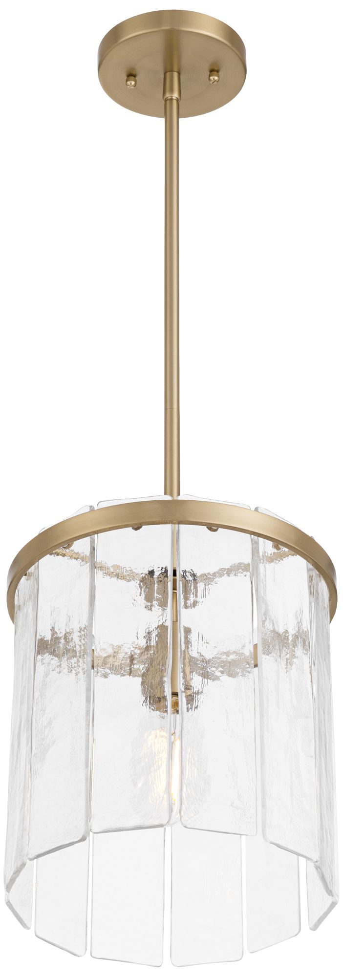 Possini Euro Soresi 10"W Satin Brass and Piastra Glass Mini Pendant in scene