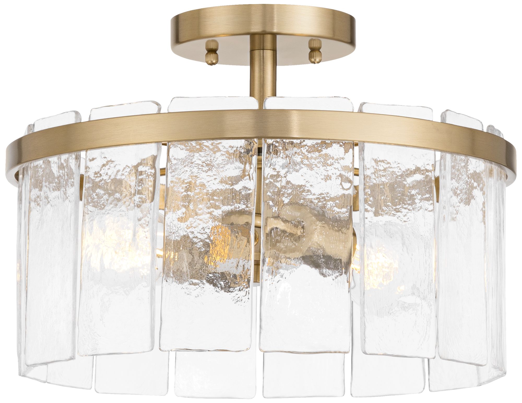 Image 2 Possini Euro Soresi 14"W Brass and Piastra Glass 2-Light Ceiling Light