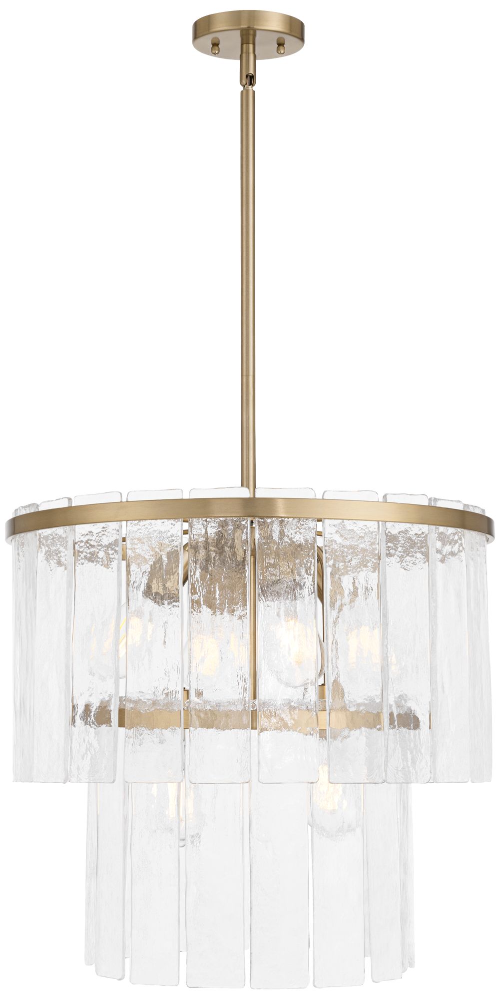 Possini Euro Soresi 20"W Satin Brass and Piastra Glass 6-Light Pendant in scene