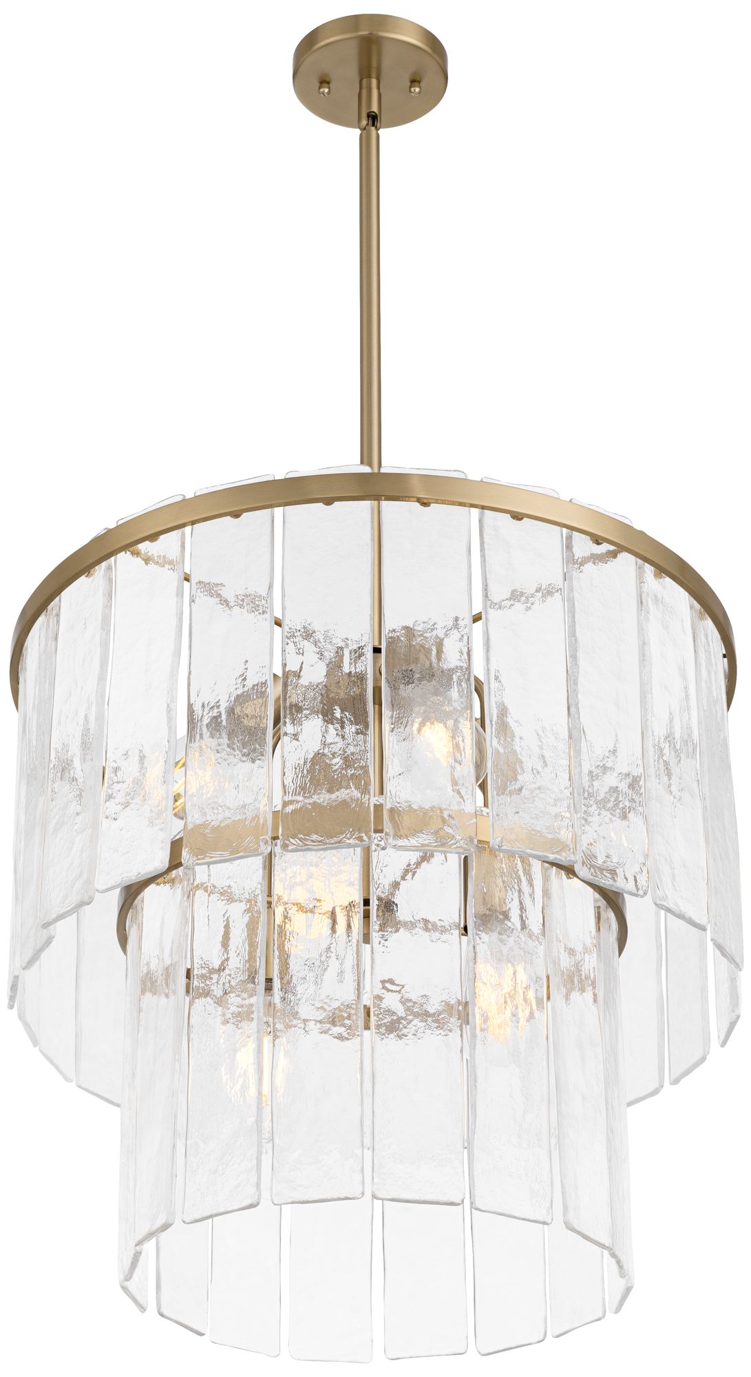 Possini Euro Soresi 20"W Satin Brass and Piastra Glass 6-Light Pendant in scene