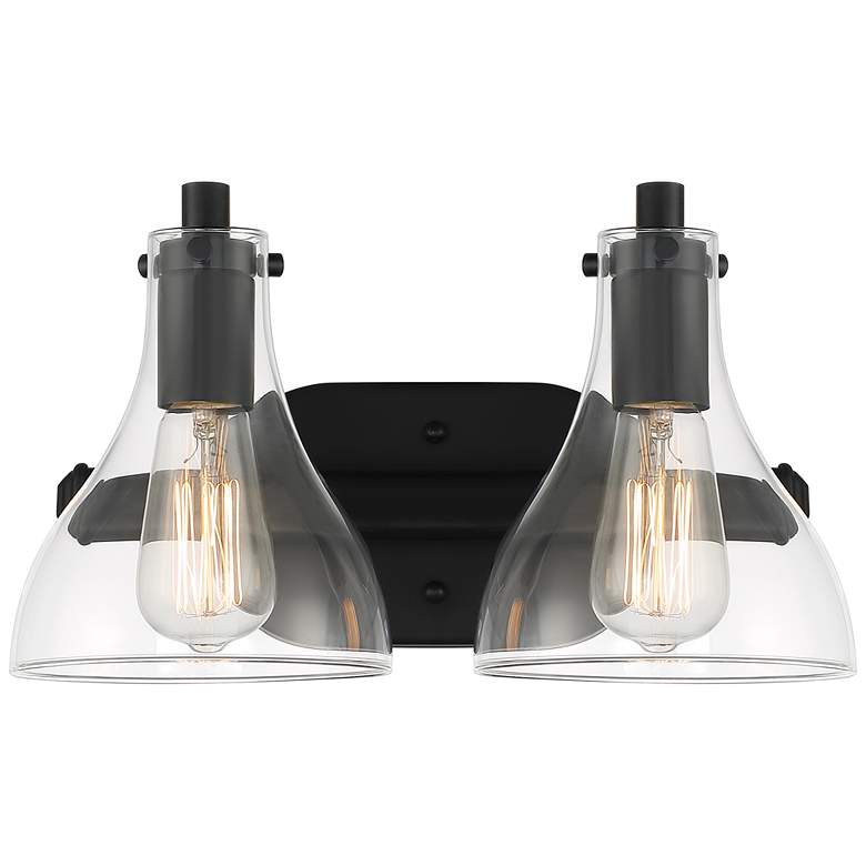 Image 3 Possini Euro Sorren 13.25" Wide Black 2-Light Wall Sconce more views