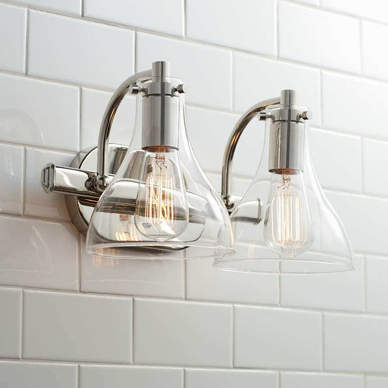 Image 1 Possini Euro Sorren 14" Wide Polished Nickel 2-Light Wall Sconce
