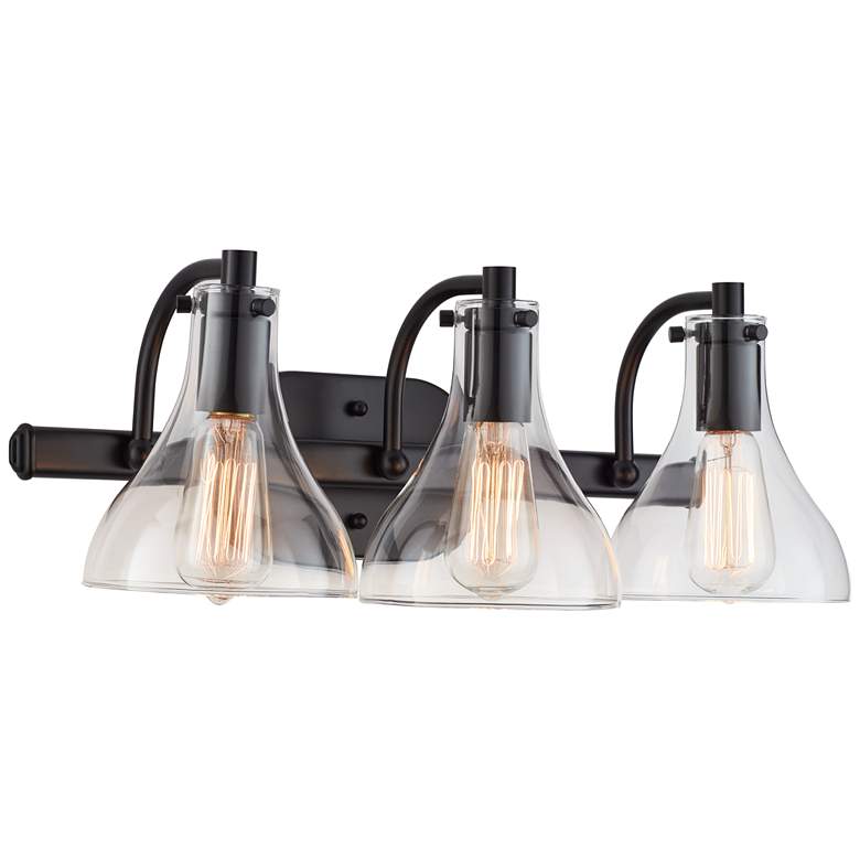 Image 3 Possini Euro Sorren 20 1/2" Black and Clear Glass 3-Light Bath Light