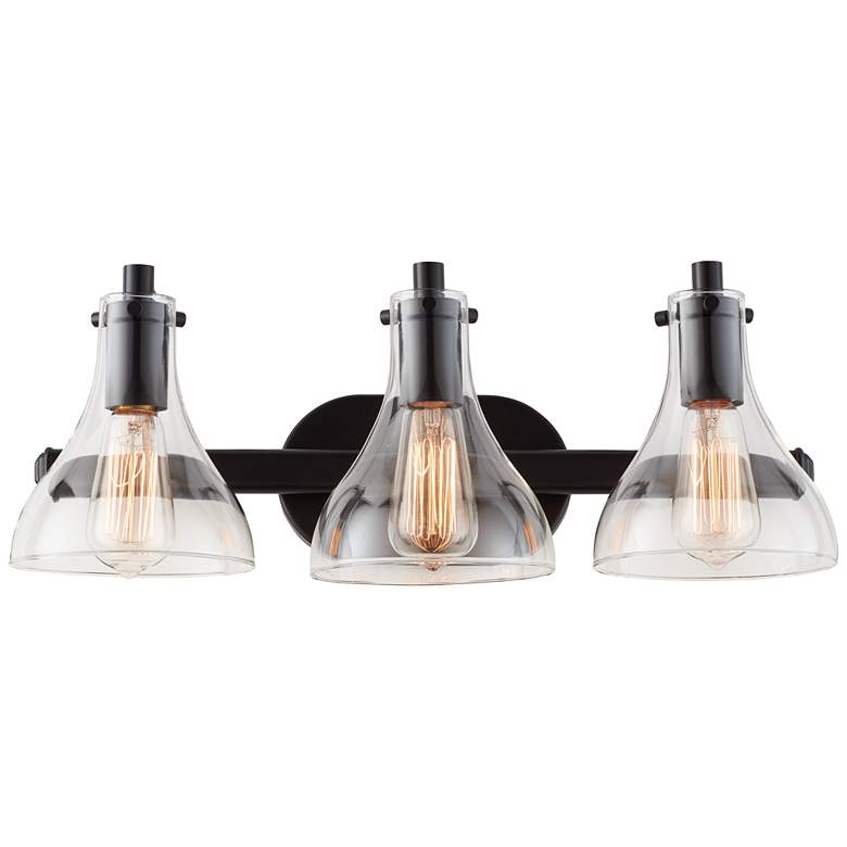 Image 6 Possini Euro Sorren 20 1/2" Black and Clear Glass 3-Light Bath Light more views