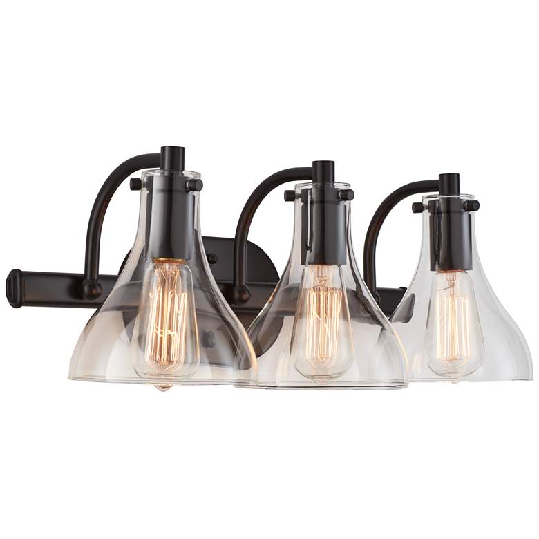 Image 7 Possini Euro Sorren 20 1/2" Black and Clear Glass 3-Light Bath Light more views