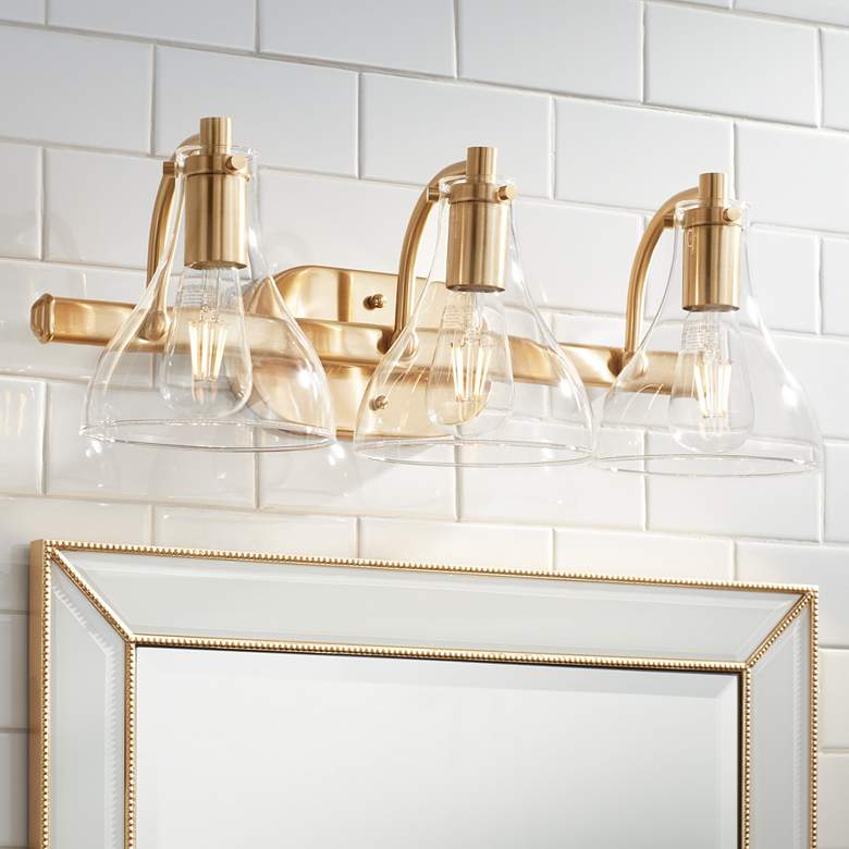 Image 1 Possini Euro Sorren 20 1/2" Wide Warm Brass 3-Light Bath Light