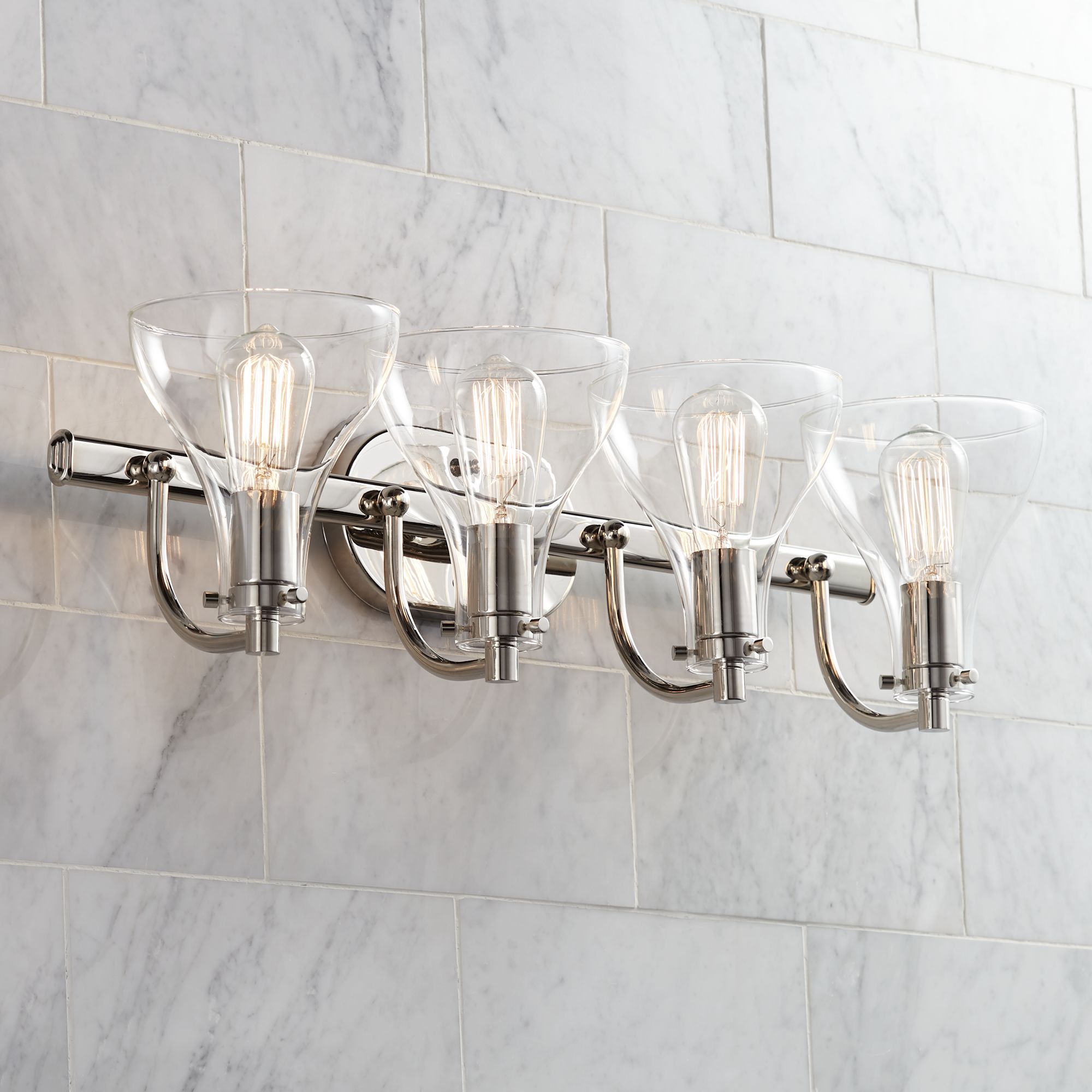 Possini Euro Sorren 27 1/2" Wide Polished Nickel 4-Light Bath Light