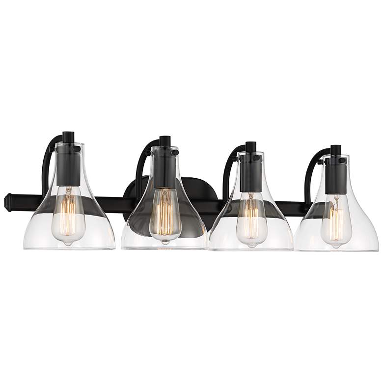 Image 2 Possini Euro Sorren 28" Wide Matte Black 4-Light Bath Light