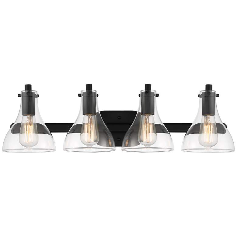 Image 4 Possini Euro Sorren 28" Wide Matte Black 4-Light Bath Light more views