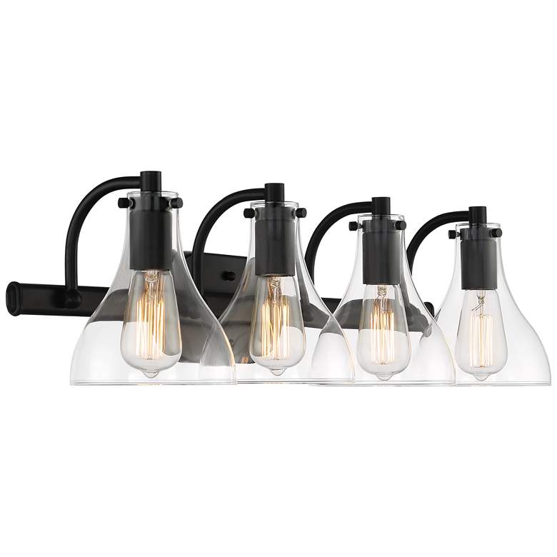 Image 5 Possini Euro Sorren 28" Wide Matte Black 4-Light Bath Light more views