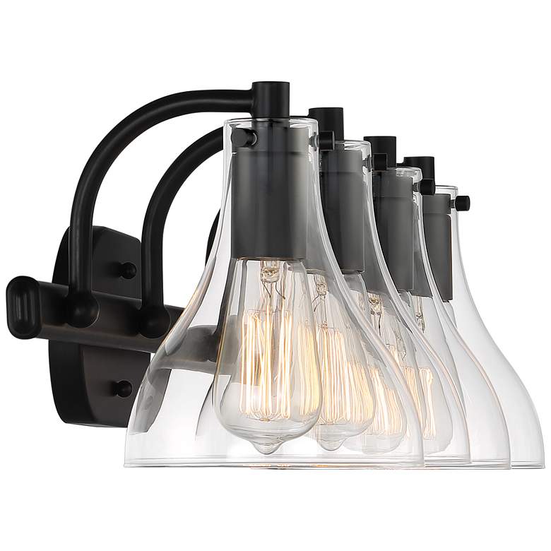 Image 6 Possini Euro Sorren 28" Wide Matte Black 4-Light Bath Light more views