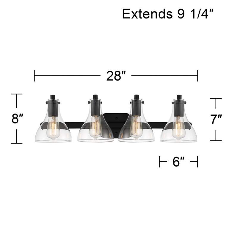 Image 7 Possini Euro Sorren 28 inch Wide Matte Black 4-Light Bath Light more views