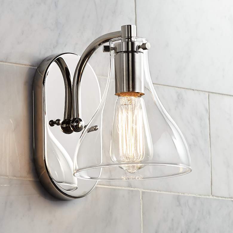Image 1 Possini Euro Sorren 8 3/4" High Polished Nickel Wall Sconce