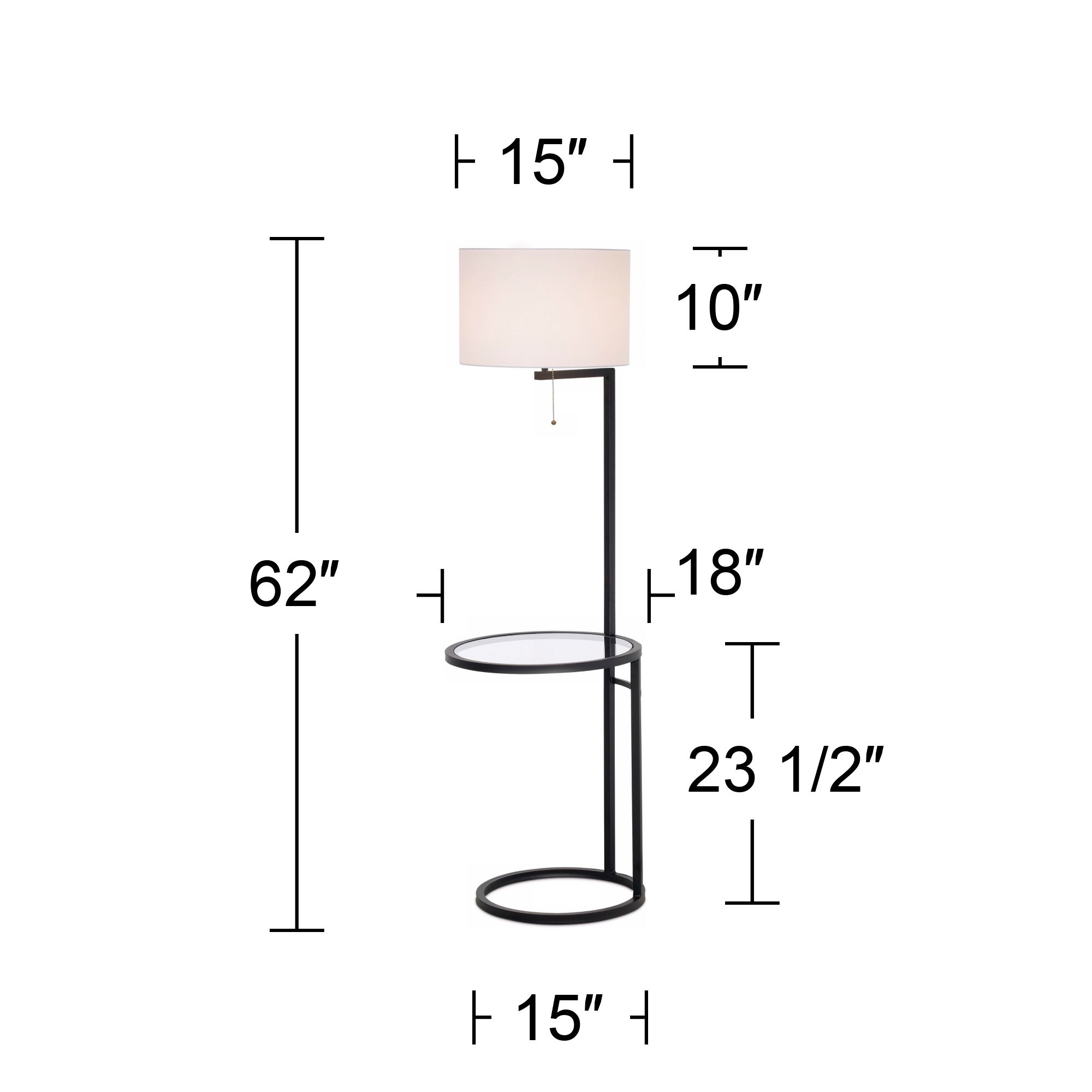 Possini Euro Space Saver 62" High Glass Tray Table Floor Lamp in scene