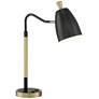 Possini Euro Sparta Black and Gold Desk Lamp with USB Port and Outlet