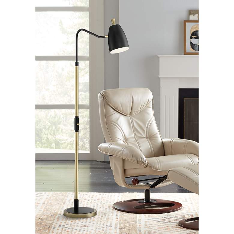 Image 1 Possini Euro Sparta Black and Gold Pharmacy Floor Lamp
