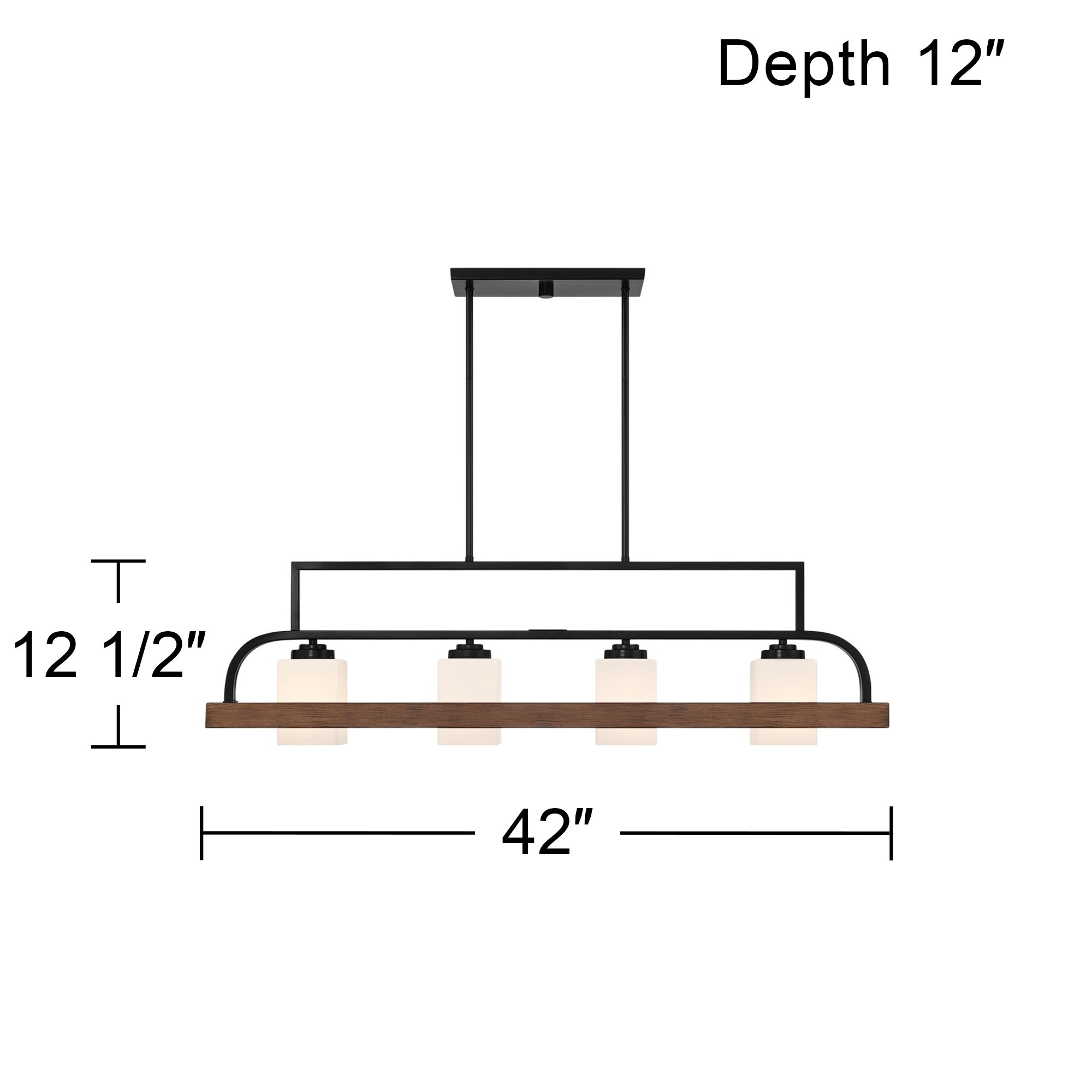 Watch A Video About the Spearhead Black Wood Print 4 Light Island Pendant