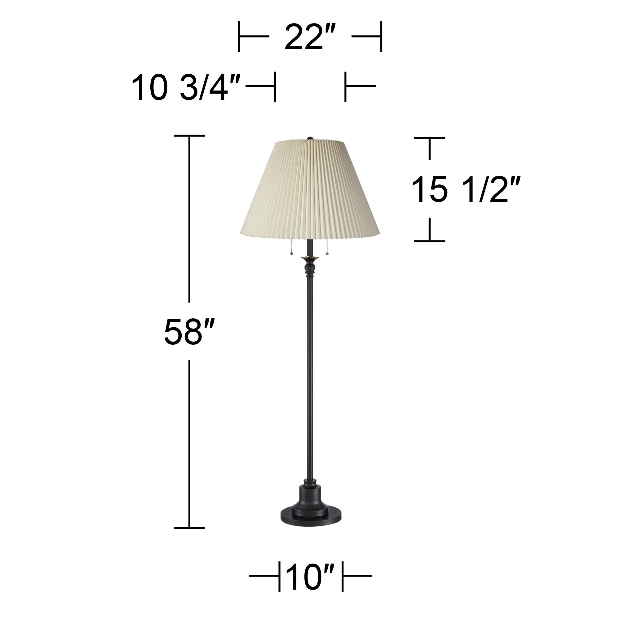 Image 7 Possini Euro Spenser 58" Bronze Floor Lamp with Beige Pleated Shade more views