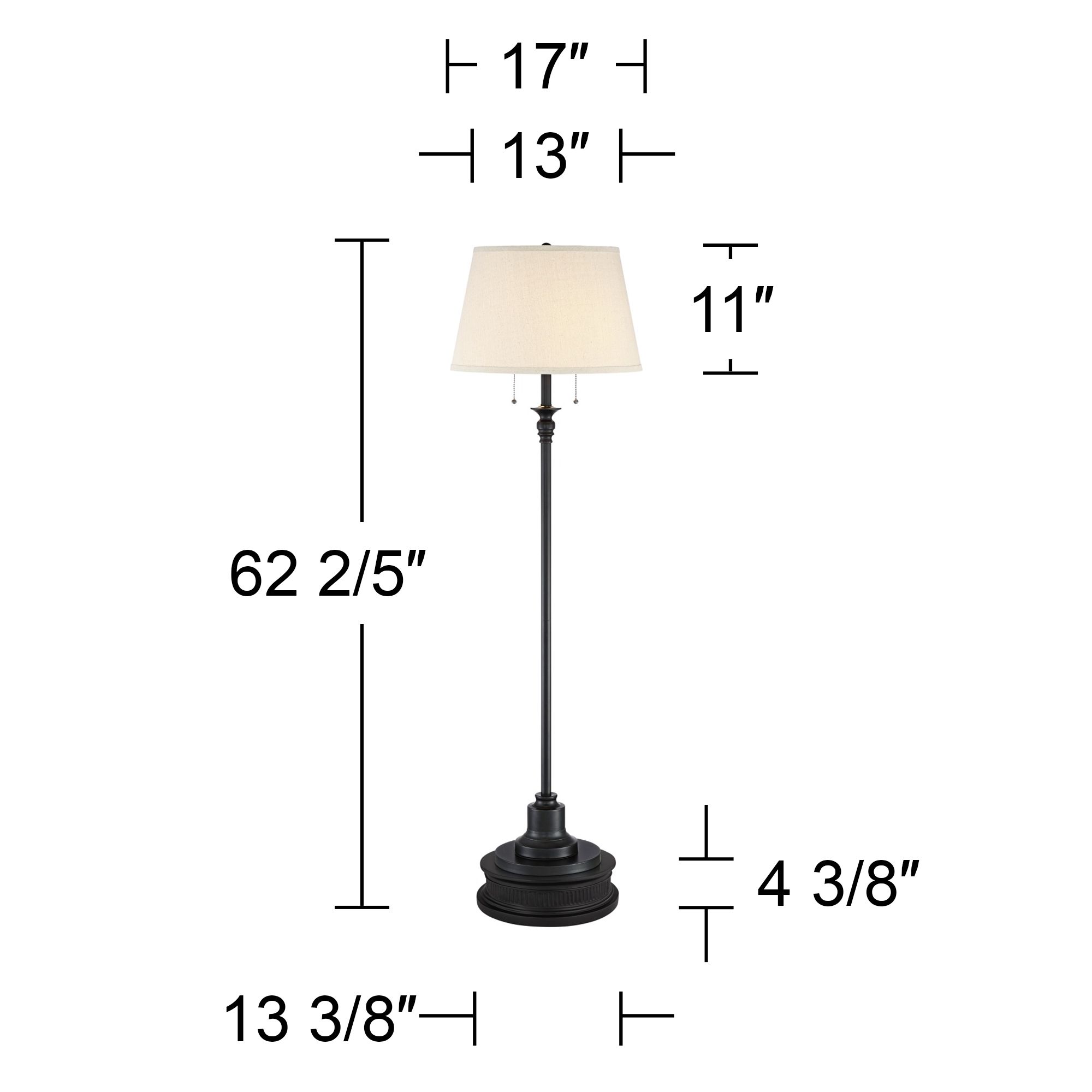 Image 6 Possini Euro Spenser Oiled Bronze Traditional 2-Light Floor Lamp with Riser more views