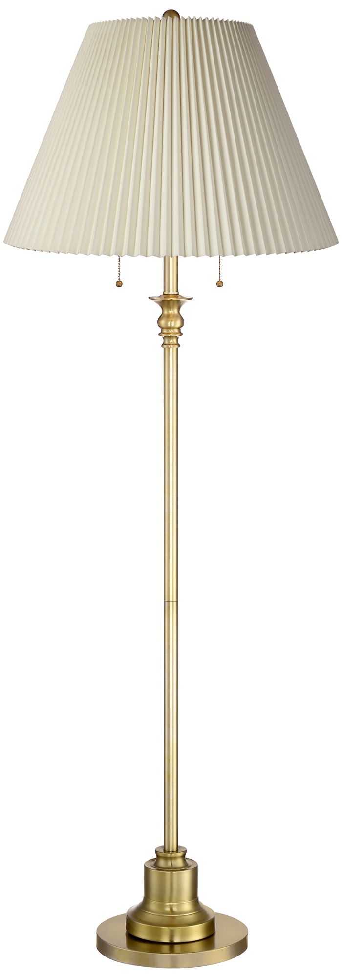 Possini Euro Spenser Pleated Shade Brushed Brass Traditional Floor Lamp