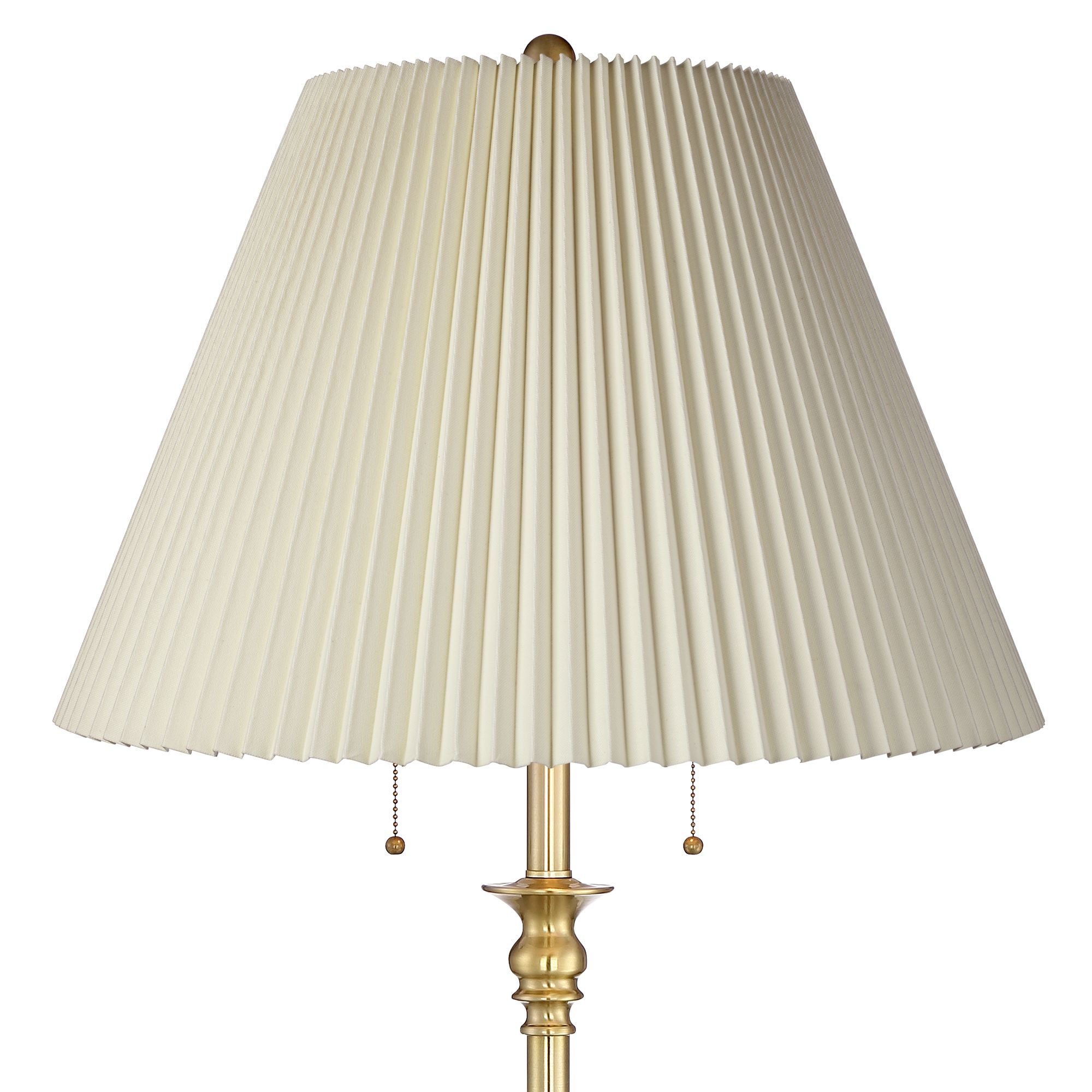Image 3 Possini Euro Spenser Pleated Shade Brushed Brass Traditional Floor Lamp more views