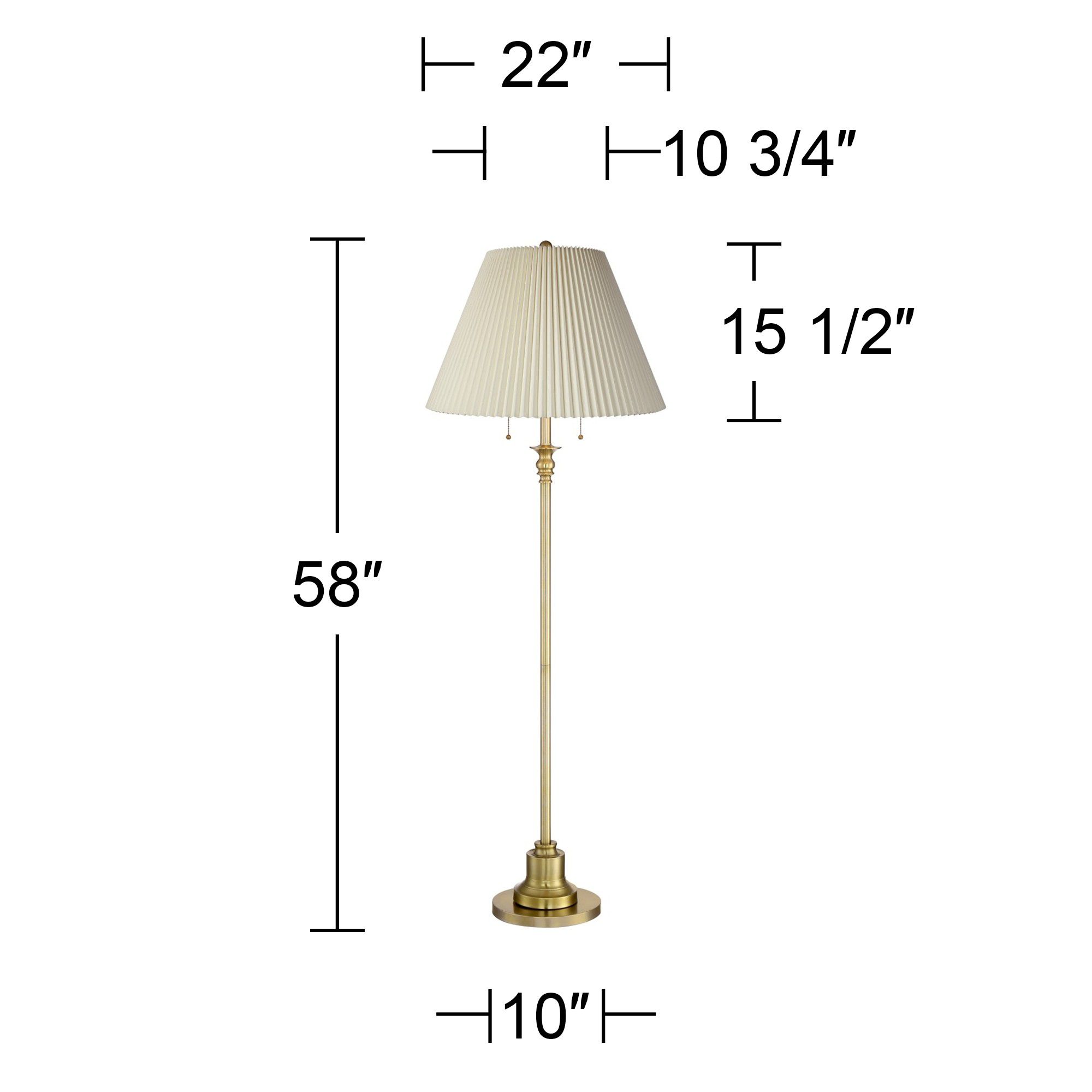 Image 6 Possini Euro Spenser Pleated Shade Brushed Brass Traditional Floor Lamp more views