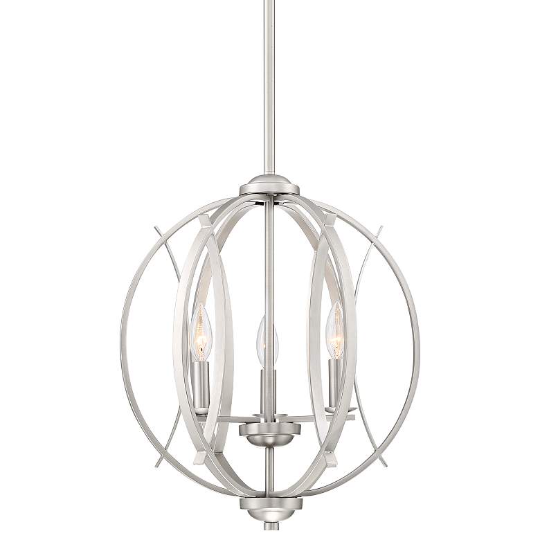 Image 2 Possini Euro Spherical 16" Wide Brushed Nickel 3-Light Globe Pendant