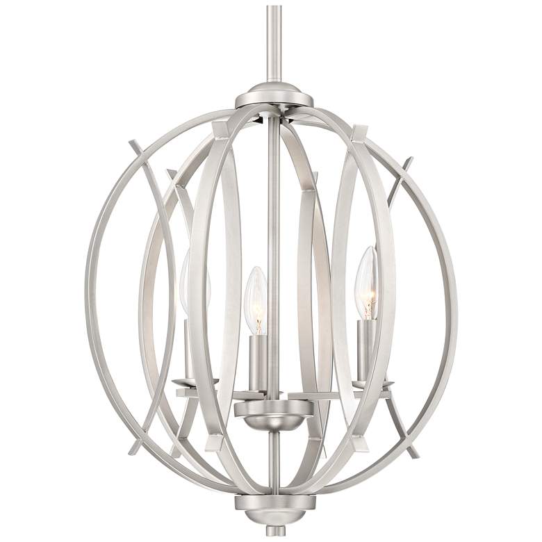 Image 3 Possini Euro Spherical 16 inch Wide Brushed Nickel 3-Light Globe Pendant more views