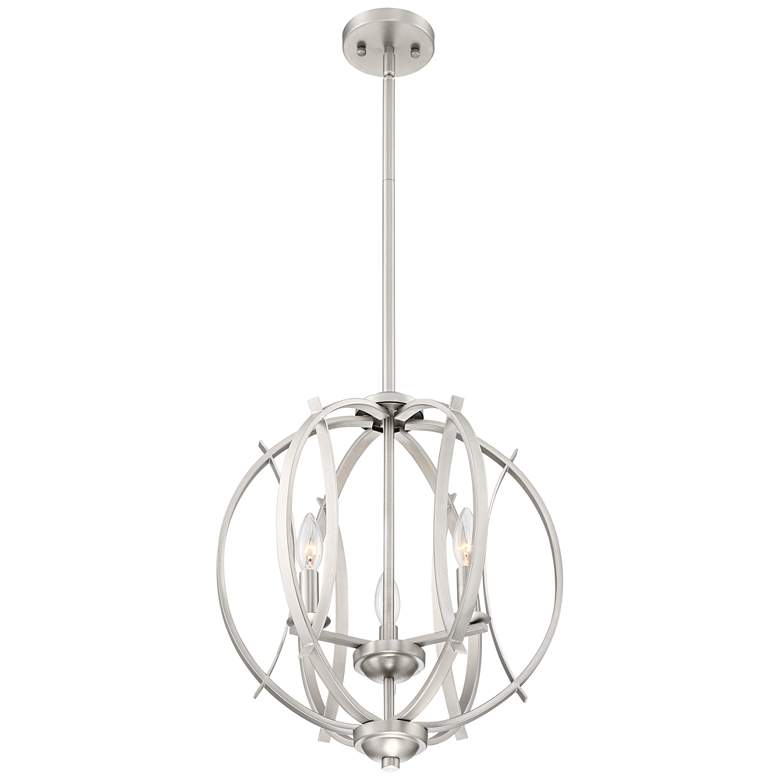 Image 5 Possini Euro Spherical 16 inch Wide Brushed Nickel 3-Light Globe Pendant more views