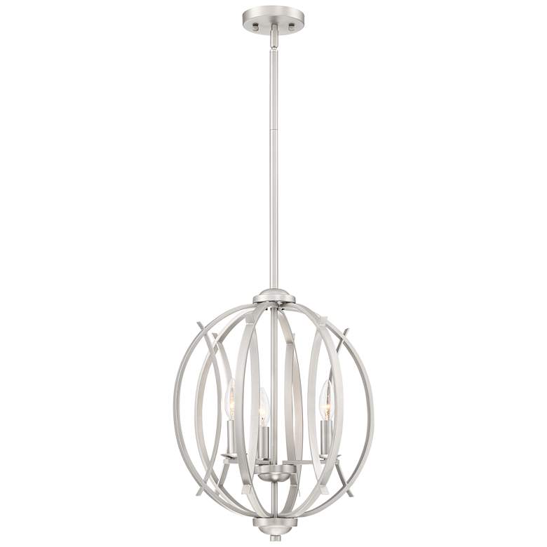 Image 6 Possini Euro Spherical 16 inch Wide Brushed Nickel 3-Light Globe Pendant more views