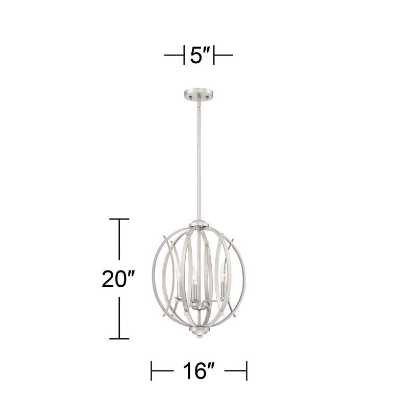 Image 7 Possini Euro Spherical 16 inch Wide Brushed Nickel 3-Light Globe Pendant more views