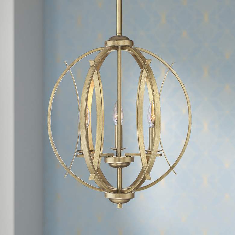 Image 1 Possini Euro Spherical 16"W Antique Gold 3-Light Pendant