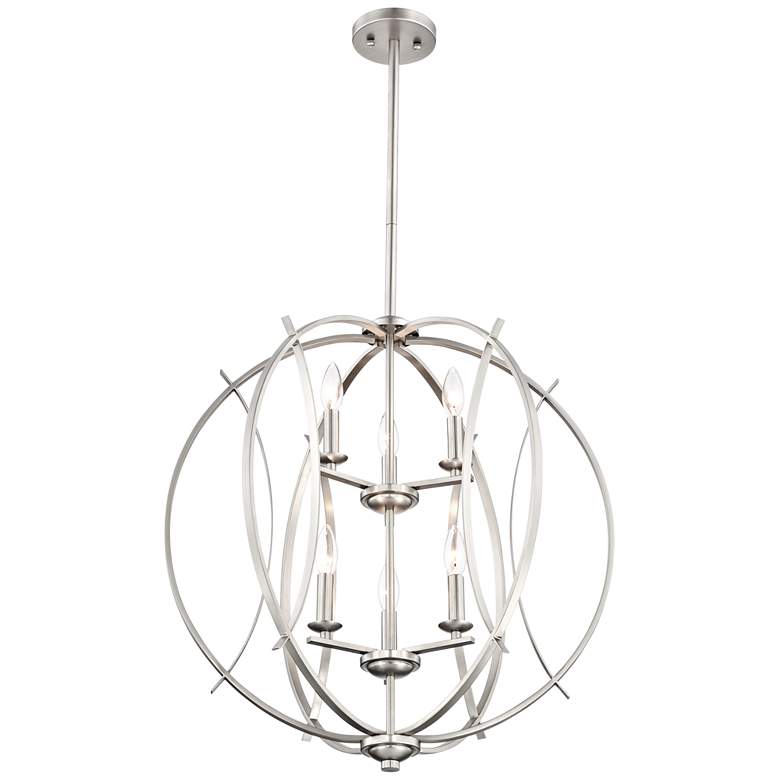 Image 6 Possini Euro Spherical 24" Wide Brushed Nickel Globe 6-Light Pendant more views