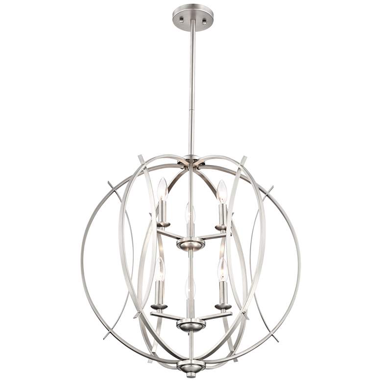 Image 6 Possini Euro Spherical 24 inch Wide Brushed Nickel Globe 6-Light Pendant more views