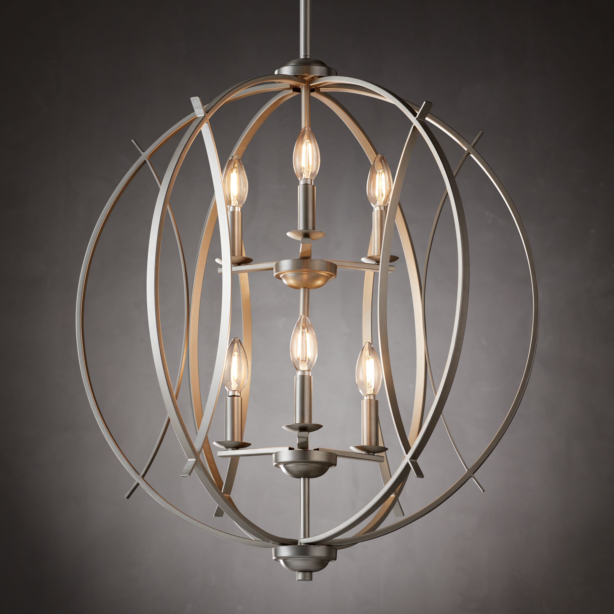 nickel globe chandelier