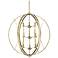 Possini Euro Spherical 34" Wide Antique Gold 9-Light Pendant