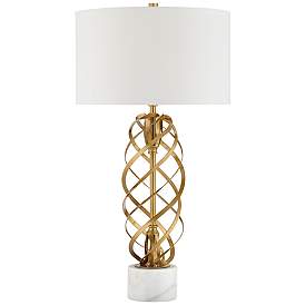 Image2 of Possini Euro Spiral 32" High White Marble and Gold Modern Table Lamp