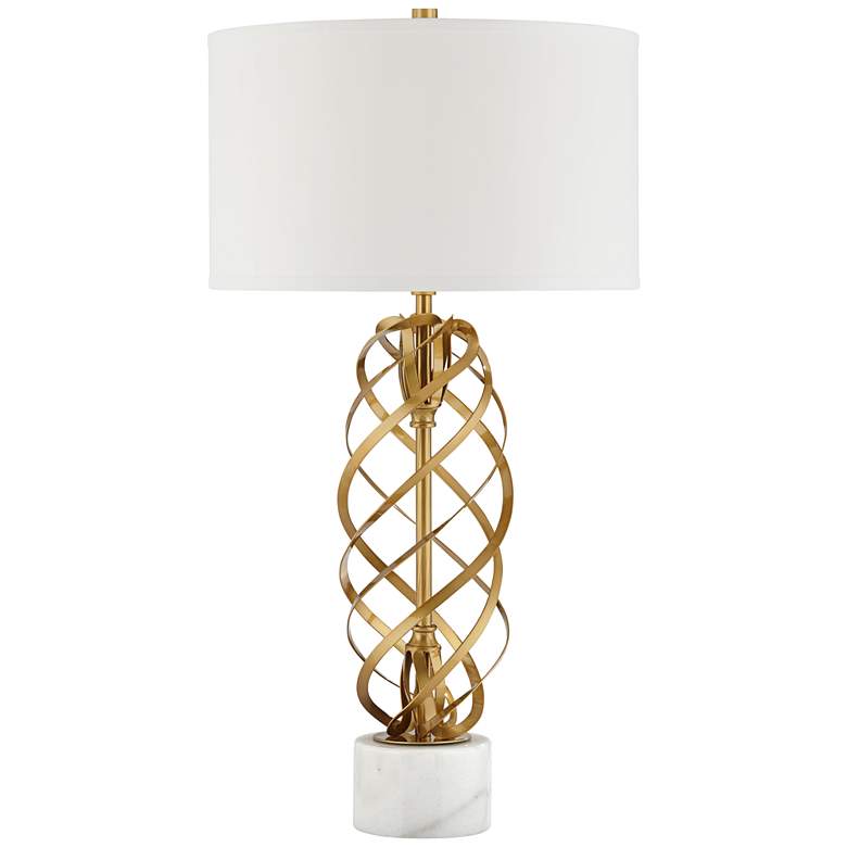 Image 2 Possini Euro Spiral 32 inch High White Marble and Gold Modern Table Lamp