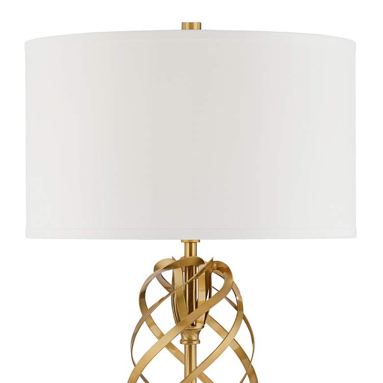 Image 4 Possini Euro Spiral 32" High White Marble and Gold Modern Table Lamp more views