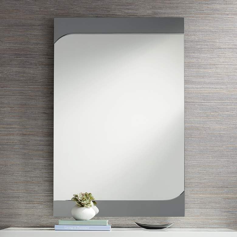 Image 1 Possini Euro Sponcil 26 inch x 40 inch Rectangular Modern Wall Mirror