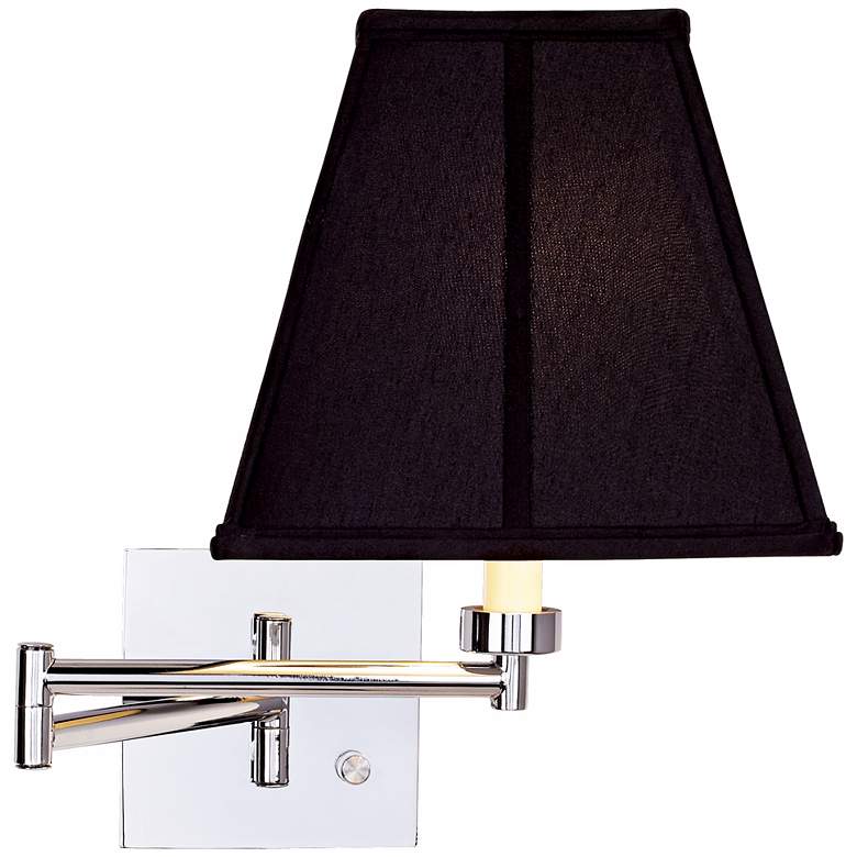Image 1 Possini Euro Square Black Shade Plug-In Swing Arm Wall Lamp