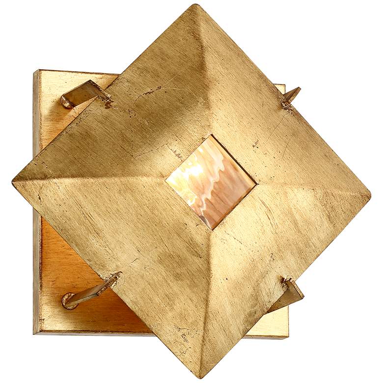 Image 1 Possini Euro Squared Up 12 inch High Gold Leaf Wall Sconce